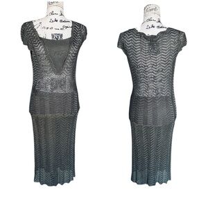 Alfani Deep Olive Green 100% Rayon Crochet Top (M) & Skirt (S) Set